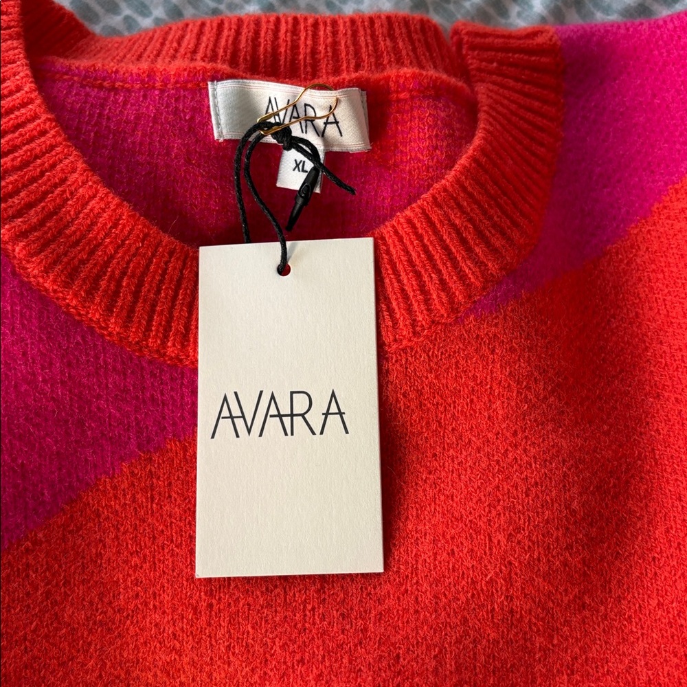 AVARA Women's Red and Pink Striped Penelope Sweater XL NWT - Picture 8 of 9